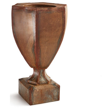 Weathered Metal Tapered Square Urn