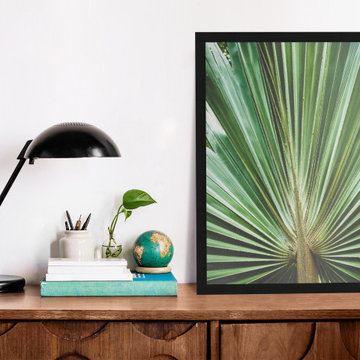 Aged and Colorized Wide Palm Leaves 2 Botanical Nature Photograph Wall Art Print