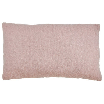 Faux Mohair Design Down Filled Throw Pillow, 14"x23", Pink