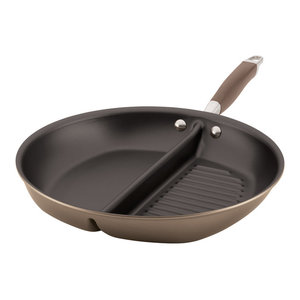 Anolon Advanced Bronze Hard-Anodized Nonstick 10-Inch x 18-Inch Double Burner Griddle and Grill Pan with Pour Spout 84140