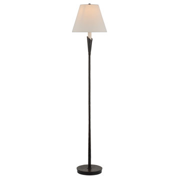 Aiden Accent Floor Lamp in Aged Iron with Linen Shade