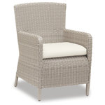 Sunset West Outdoor Furniture - Manhattan Dining Chair With Cushions, Linen Canvas With Self Welt - The Manhattan Dining Chair from Sunset West incorporates organic curves and sleek lines for a transitional take on outdoor living. Featuring a mid-rise back, its elegantly curved frame is expertly wrapped in all-weather premium resin wicker in Dove Grey.