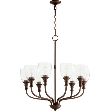 QUORUM 6811-8-186 Richmond 8-Light Chandelier, Oiled Bronze with Clear Seeded