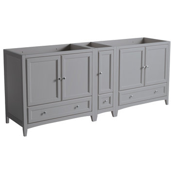 Oxford Traditional Double Sink Bathroom Cabinet, Gray, 83"-84"