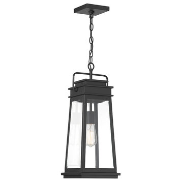 Boone 1-Light Outdoor Hanging Lantern, Matte Black