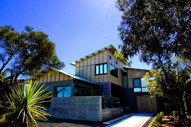 Contemporary two-storey house exterior in Sydney.