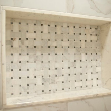 Shower Niche with Marble Mosaic Tile Detail