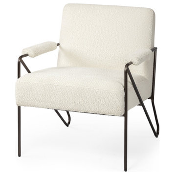 HomeRoots Off White Fabric Wrap Accent Chair With Metal Frame