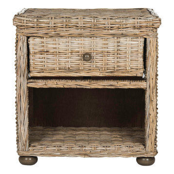 Lagos Wicker 1-Drawer Nightstand, Natural Kubu Gray