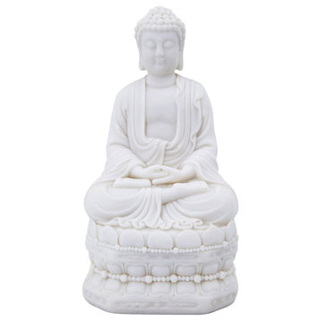 Sitting Buddha Sculpture, White