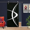 Sliding Glass Barn Door Red or Black Back Painted with Design, 28"x81", Black Back Painted