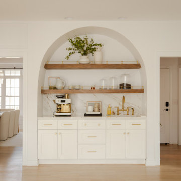 Transitional Kitchen with Custom Arched Coffee Bar