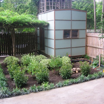 Contemporary Backyard with Rain Garden