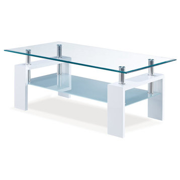 Global Furniture Frosted Glass Coffee Table in Glossy White