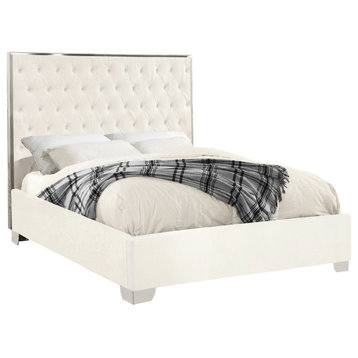 Lexi Velvet Bed, White, King