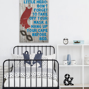 "Superhero Bedtime Rules" Painting Print on Wrapped Canvas