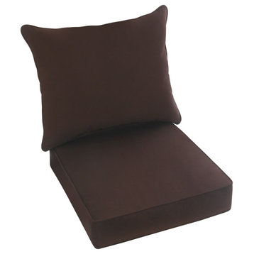 Sunbrella Canvas Bay Brown Outdoor Deep Seating Pillow and Cushion Set, 23.5x23