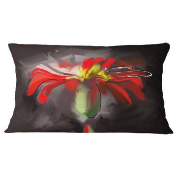 Abstract Red Flower Floral Throw Pillow, 12"x20"