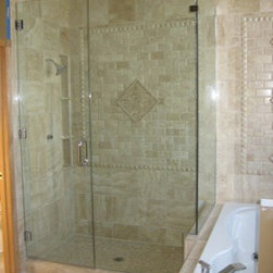 Framless Return Shower Doors with Knee Walls - Shower Doors