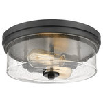 Z-Lite - Z-Lite Bohin 2-Light Flush Mount, Matte Black/Seedy, 464F13-MB - An artful blend of matte black finish steel and clear seedy glass creates a compelling look for both contemporary and transitional spaces. With classic Art Deco appeal, this two-light flush mount ceiling light delivers the perfect motif compromise and weaves into a tasteful overall design scheme.
