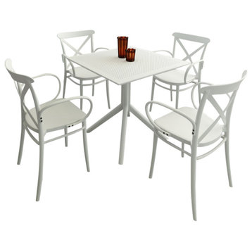Cross XL Patio Dining Set With 4 Chairs White