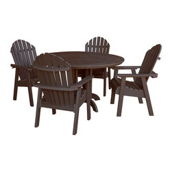 Highwood - Highwood Adirondack Hamilton 5pc Round Dining Set - AD-DNA48, Weathered Acorn - Outdoor Dining Sets