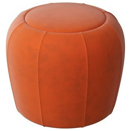 Nordic Makeup Stool Made of Leather, Orange