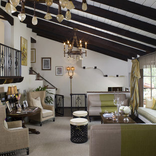 Mediterranean living room in Los Angeles with no fireplace and no tv.