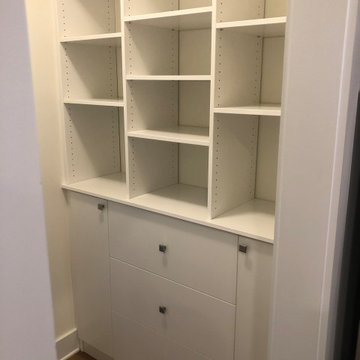 Dresser-like Built-in with Open Shelving Above