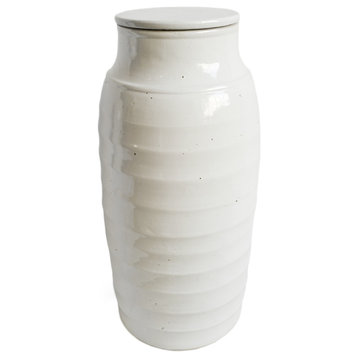 White Ceramic Tall Jin Jar