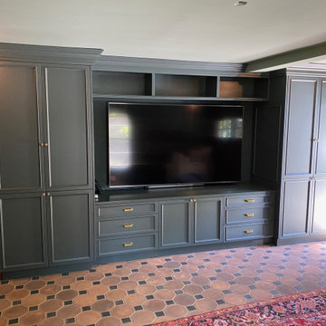 Green built-in entertainment center
