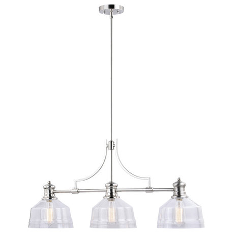 Beloit 3 Light Linear Chandelier Satin Nickel