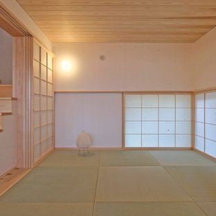 Esempio di un soggiorno moderno con pavimento in tatami, nessun camino e nessuna TV