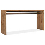 Hooker Furniture - Big Sky Console Table - With a simple and straightforward silhouette that evokes the weight, heft and heritage of vintage beam construction, the Big Sky Console Table is crafted of Pecky Hickory Veneers with a solid-wood edged top. The Vintage Natural finish is warm and rustic, revealing the authentic knots and wood grain. There's one fixed shelf that creates a small open area. Nailhead trim adds accent.