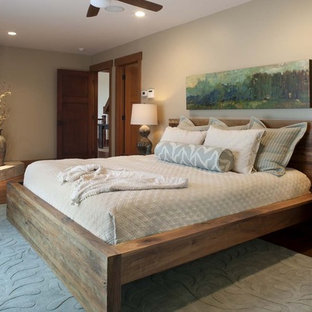 Неиссякаемый источник вдохновения для домашнего уюта: спальня в современном стиле с угловым камином