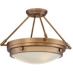 Savoy House - Savoy House 6-3351-3-322 Lucerne - 13.50" Three Light Semi-Flush Mount - Savoy House Lucerne is a collection of ceiling fluLucerne 13.50" Three Warm Brass White Gla *UL Approved: YES Energy Star Qualified: n/a ADA Certified: n/a  *Number of Lights: Lamp: 3-*Wattage:60w Incandescent bulb(s) *Bulb Included:No *Bulb Type:Incandescent *Finish Type:Warm Brass
