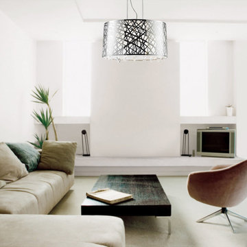 High Gloss Modern Oval Drum Shade Crystal Chandelier
