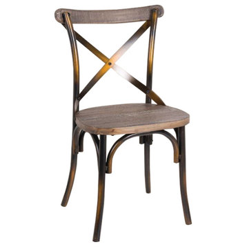 Metal and Wood Side Chair, Antique Oak