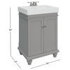 The Monroe Bathroom Vanity, Single Sink, 24”, Gray, Freestanding