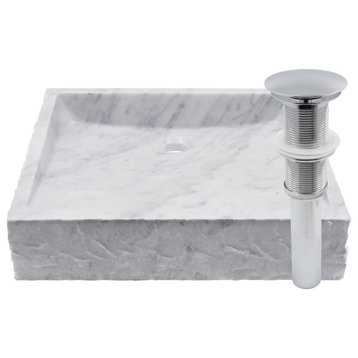 Miseno MVS-NOSV-SQ 18-1/4" Square Marble Vessel Bathroom Sink and - Carrara