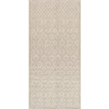 Indoor Outdoor Area Rug With Tribal Geometric Pattern, Ivory-Green/7'10" X 10'2"