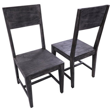 Grey Solid Wood Handmade Dining Chair Set of Two 40"H x 18"W x 18.5"D