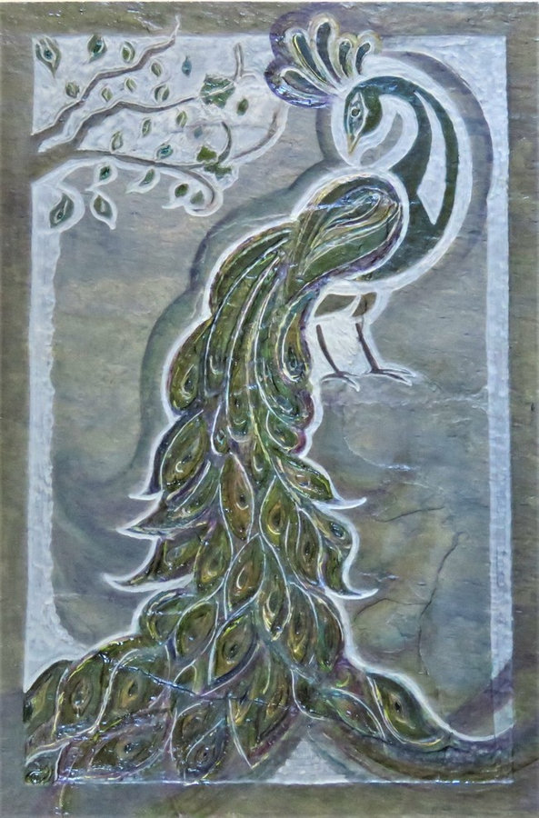 Kitchen Backsplash Tile-Custom tile "Peacock's Feathers"