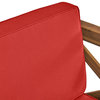 Indira Outdoor Acacia Wood Club Chair With Cushion, Red