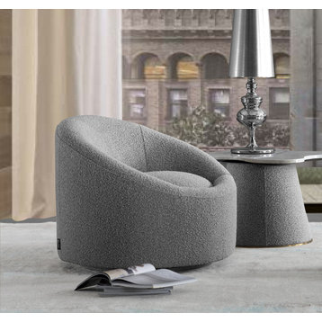 Modrest Frontier Glam Grey Fabric Accent Chair