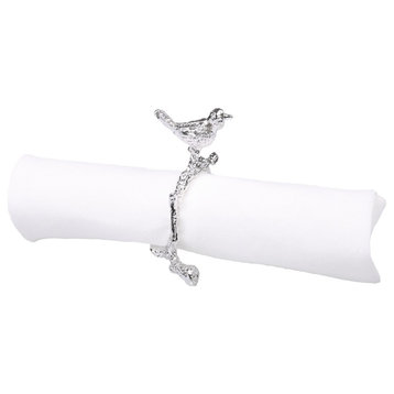 Classic Touch  Silver Bird Design Napkin Rings, Set of 4