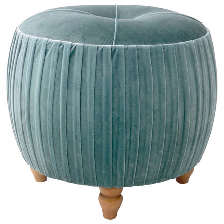 Helena Round Ottoman, Emerald, Small