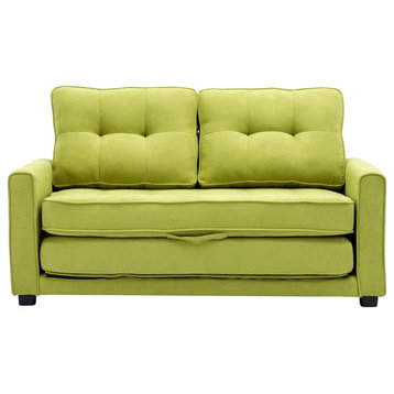 Comfortable Sleeper Sofa, Chenille Fabric Upholstered Seat & Pull Out Bed, Green