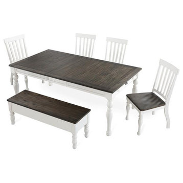 Pemberly Row Contemporary Two-Tone 6-Piece Dining Set in Ivory