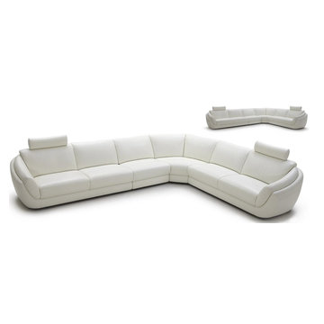 Modern White Full Leather Sectional Sofa